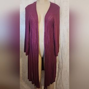Pointelle Cardigan Open Front Sweater sz 4 nwot
